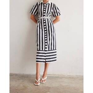NEW JS71 marella midi dress in black and white stripe